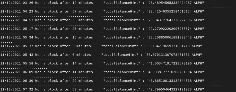 Balance Checking Script Output.