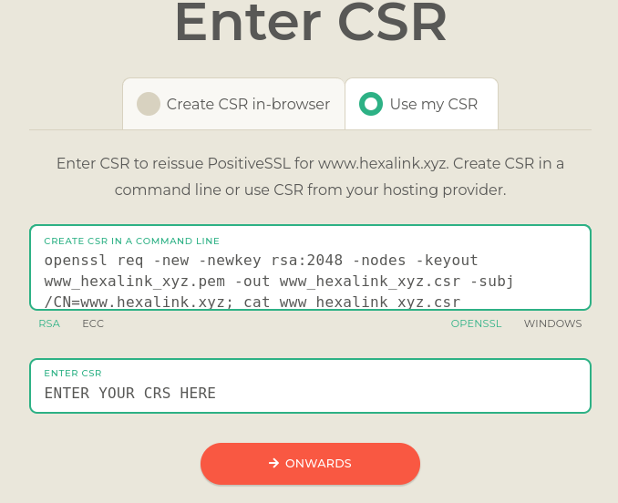 [1] Submit Certificate Signing Request